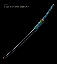 Unsharpened T10 Candle-Hamon Collector Iaito — Teal Ito, Black Saya — gallery image 2