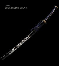 Unsharpened Rising Dragon Katana — Clay-Tempered T1095, Wave-Inlaid Saya, Copper Fittings — gallery image 2