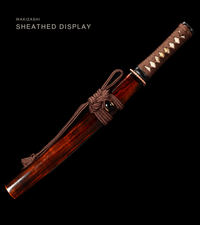 Unsharpened T10 Collector Wakizashi — Red-Brown Wood Saya, Copper Fittings — gallery image 2