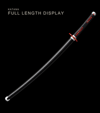 Unsharpened White-Flame Anime Collector Katana — Black & Red Ito, Flame Tsuba — gallery image 2