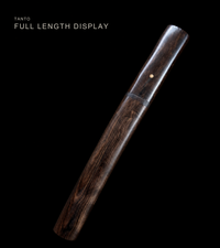 Unsharpened Ebony Tanto — U-no-kubi Profile, Pierced Brass Fuchi — gallery image 2