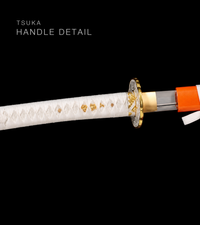 Unsharpened Collector Katana — White Ito, Orange Lacquered Saya — gallery image 2