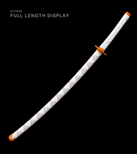 Unsharpened Flame-Pattern Anime Collector Katana — White Ito, Purple-Pattern Saya — gallery image 2