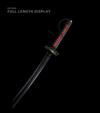 Unsharpened All-Black Anime Collector Katana — Black & Red Ito, Chain Accent — gallery image 2