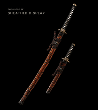 Unsharpened Daisho Set — Mirror-Polished 5160, Carved Red-and-Black Saya — gallery image 2