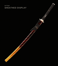 Unsharpened Sea Swallow Katana — Flame-Striped Saya, Silver Mokko Tsuba — gallery image 2