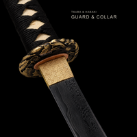 Unsharpened Plum Blossom Wakizashi — Sanmai T1095, Patterned Steel, Copper Fittings — gallery image 3