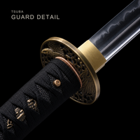 Unsharpened Eagle-Motif Katana — Mirror-Polished 5160, Black Lacquered Saya — gallery image 3