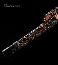 Unsharpened 1065 Collector Wakizashi — Carved Dragon Saya, Black and Red Ito — gallery image 3