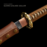 Unsharpened Folded Steel Collector Type 98 Sword — Tan Ito, Studded Leather Saya — gallery image 3