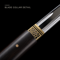 Unsharpened Ebony Tanto — U-no-kubi Profile, Pierced Brass Fuchi — gallery image 3