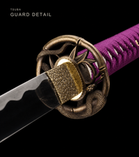 Unsharpened Serpent-Motif Collector Katana — Grade 45 Carbon Steel, Lacquered Hardwood Saya — gallery image 3