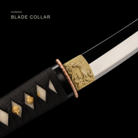 Unsharpened Shell-Inlay Wakizashi — Mirror-Polished 1065, Copper Fittings — gallery image 3