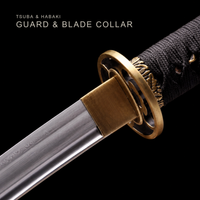 Unsharpened Folded Steel Collector Short Sword — Black Ito, Olive Saya — gallery image 3