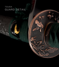 Unsharpened Blackened Collector Katana — Green Ito, Black Rayskin Saya — gallery image 4