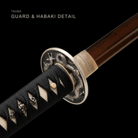 Unsharpened Hand-Painted Saya Katana — Sanmai Folded Steel, Gold Chrysanthemum — gallery image 3