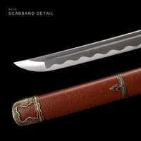 Unsharpened Type 98 Collector Sword — 1045 Carbon Steel, Brown Leather-Look Saya — gallery image 3