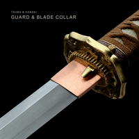 Unsharpened Folded Steel Collector Type 98 Sword — Tan Ito, Brown Leather Saya — gallery image 3
