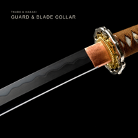 Unsharpened Kobuse Jigane Collector Type 98 Sword — Tan Ito, Brown Leather Saya — gallery image 3