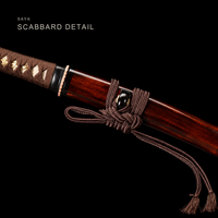 Unsharpened T10 Collector Wakizashi — Red-Brown Wood Saya, Copper Fittings — gallery image 3