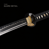 Unsharpened Gilt-Lion Collector Katana — Clay-Tempered T10, Lacquered Saya — gallery image 3