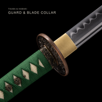 Unsharpened Karakusa Katana — Clay-Tempered T1095, Wine Saya, Green Ito — gallery image 3