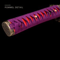 Unsharpened Patterned-Steel Collector Katana — Purple Ito, Gold-Fleck Saya — gallery image 7
