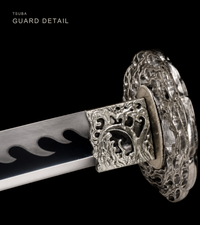 Unsharpened Bright-Polished Collector Katana — 5160 Spring Steel, Wild Rayskin Tsuka — gallery image 3