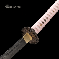 Unsharpened Deep-Curve Tachi — Patterned Steel, Coral Saya, Sakura Ito — gallery image 3