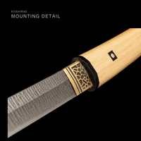 Unsharpened Ladder-Pattern Collector Iaito — Patterned Steel, Horn and White-Wood Mounts — gallery image 3