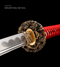 Unsharpened Wave Dragon Collector Katana — Mirror-Polished 5160, Bo-Hi and True Yokote — gallery image 3