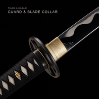 Unsharpened Mirror-Polished Katana — 5160 Spring Steel, Black Kamon Saya, Iron Tsuba — gallery image 3