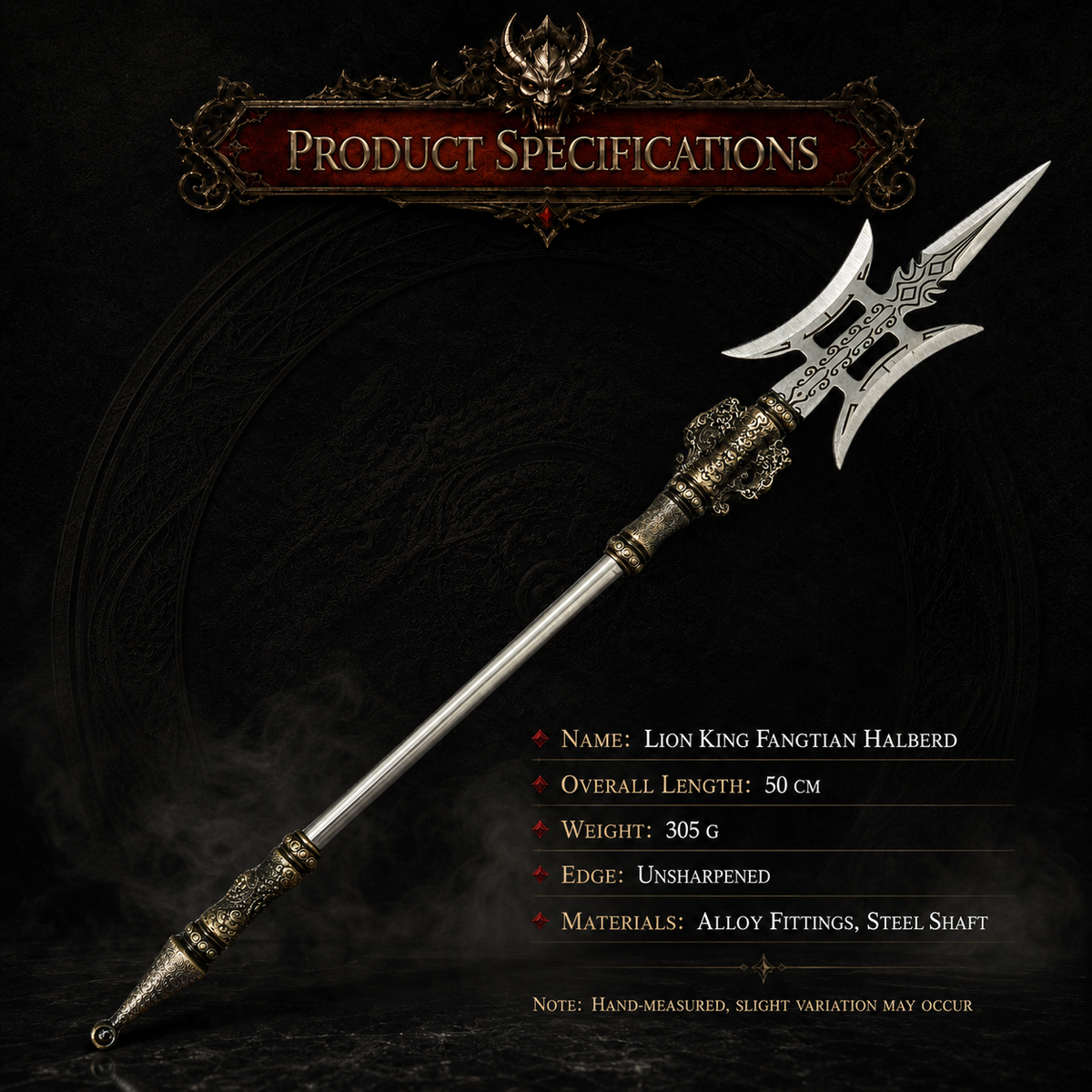 Celestial Three-Edge Miniature Spear - blade detail - MythArc collectible