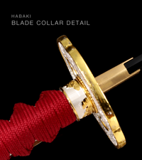 Unsharpened Blackened Collector Katana — Red Metallic Saya — gallery image 5