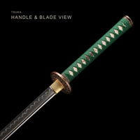Unsharpened Karakusa Katana — Clay-Tempered T1095, Wine Saya, Green Ito — gallery image 4
