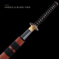 Unsharpened T10 Collector Short Sword — Black Ito, Wood Saya — gallery image 4