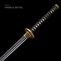 Unsharpened Rising Dragon Katana — Vermilion Saya, Gold Openwork Tsuba — gallery image 5
