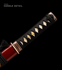 Unsharpened Red-Copper Collector Wakizashi — 1065 Steel, Pearl Rayskin Tsuka — gallery image 4