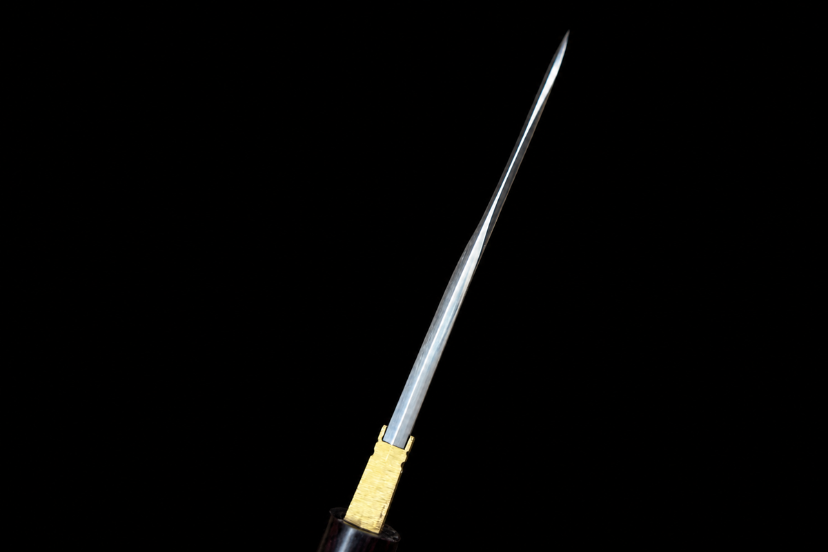 Ebony Tanto — U-no-kubi Blade, Pierced Brass Fuchi