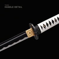 Unsharpened Mirror-Polished Collector Katana — High-Manganese Steel, Green-Bark Lacquer Saya — gallery image 4