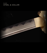 Unsharpened Patterned-Steel Shogunate Tachi — Clay-Tempered, Copper Fittings — gallery image 4