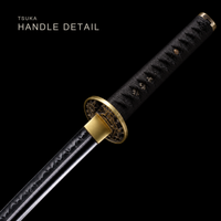Unsharpened Eagle-Motif Katana — Mirror-Polished 5160, Black Lacquered Saya — gallery image 4