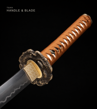 Unsharpened T10 Collector Katana — Red Saya, Tan Ito, Copper Fittings — gallery image 4