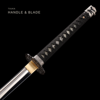 Unsharpened Han-Tachi Katana — Mirror-Polished 5160, Textured Black Saya — gallery image 3