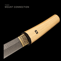 Unsharpened Ladder-Pattern Collector Iaito — Patterned Steel, Horn and White-Wood Mounts — gallery image 4