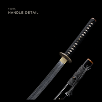 Unsharpened Plum Blossom Wakizashi — Sanmai T1095, Patterned Steel, Copper Fittings — gallery image 4