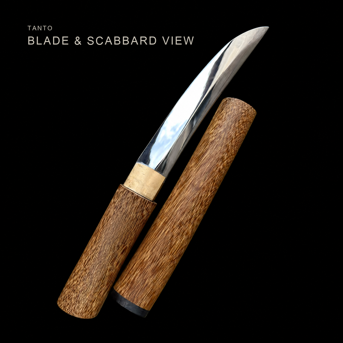 Wenge Tanto — Shinogi Blade, Brass Habaki