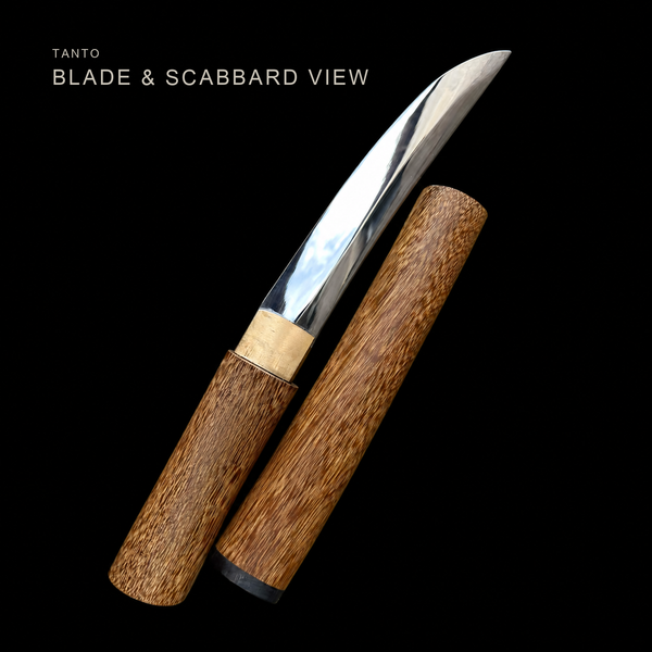 Wenge Tanto — Shinogi Blade, Brass Habaki