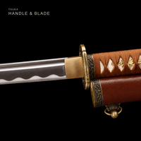 Unsharpened Type 98 Collector Sword — 1045 Carbon Steel, Brown Leather-Look Saya — gallery image 4