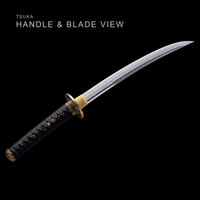 Unsharpened Folded Steel Collector Short Sword — Black Ito, Olive Saya — gallery image 4